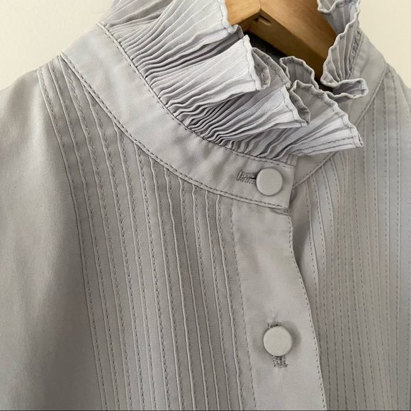 Vintage 80s Ruffle Collar Blouse - Picture 3 of 7